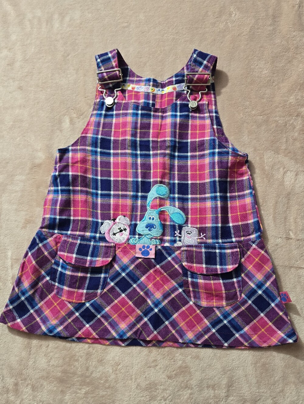 Blues Clues jumper dress vintage Pink Purple plaid dress Size 4t